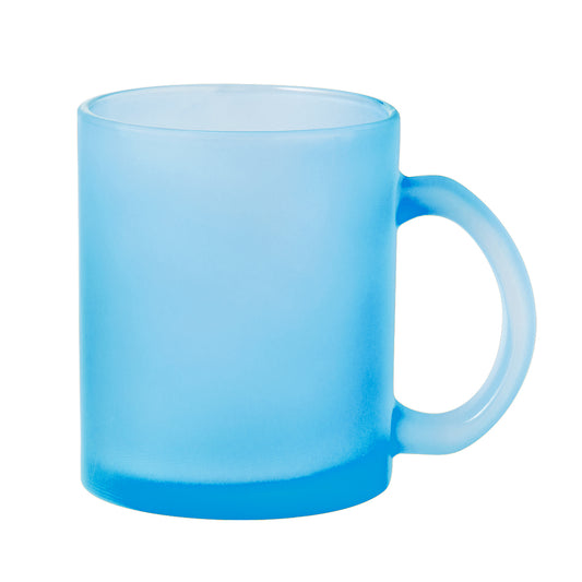 Taza cristal esmerilado azul