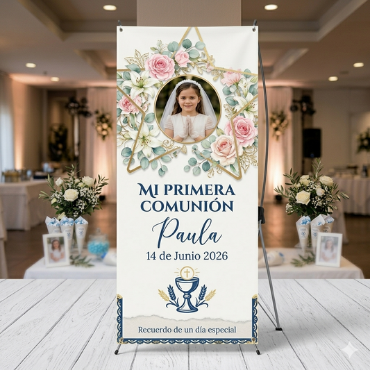 X-Banner personalizado para comunión - niña