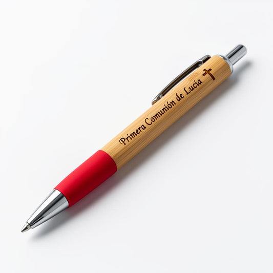 Bolígrafo de bambú personalizado para comunión con grabado láser