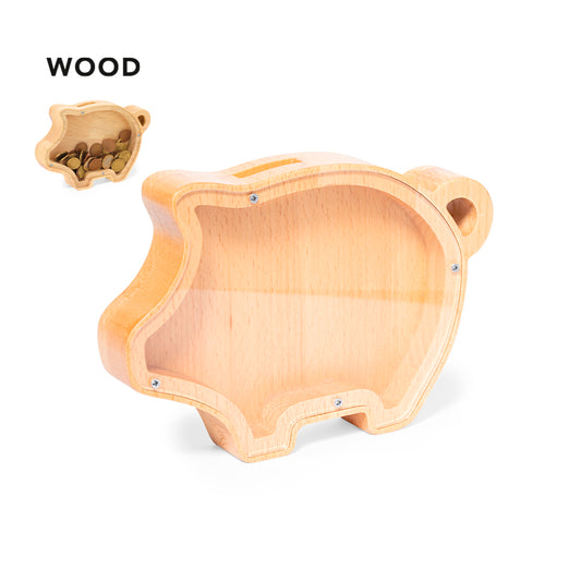 Hucha de madera personalizada para comunión - vista frontal