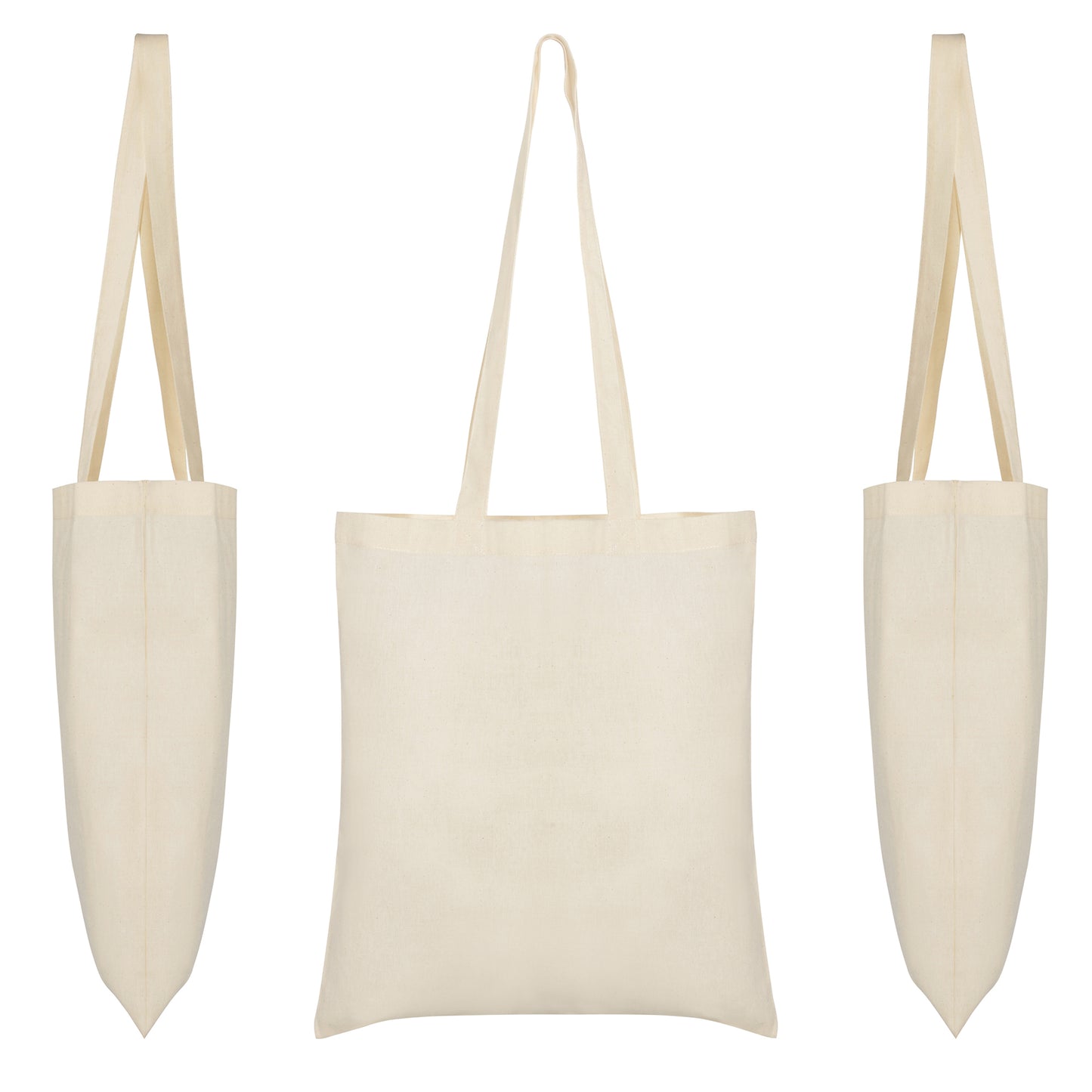 Bolsa tote bag de algodón natural Hill - vistas frontal y lateral