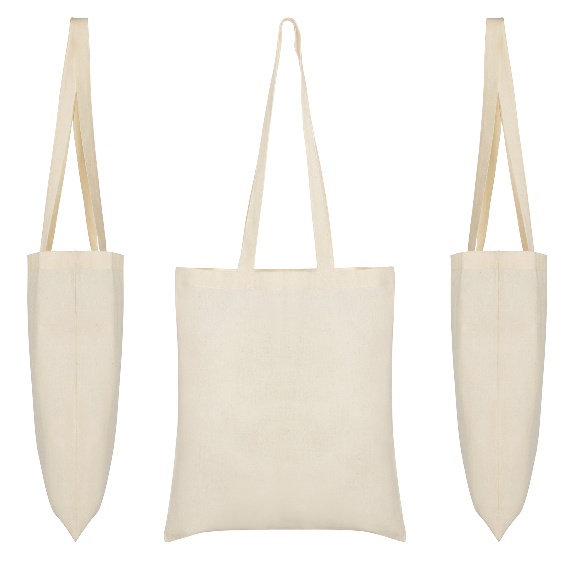 Bolsa tote bag de algodón natural Hill - vistas frontal y lateral
