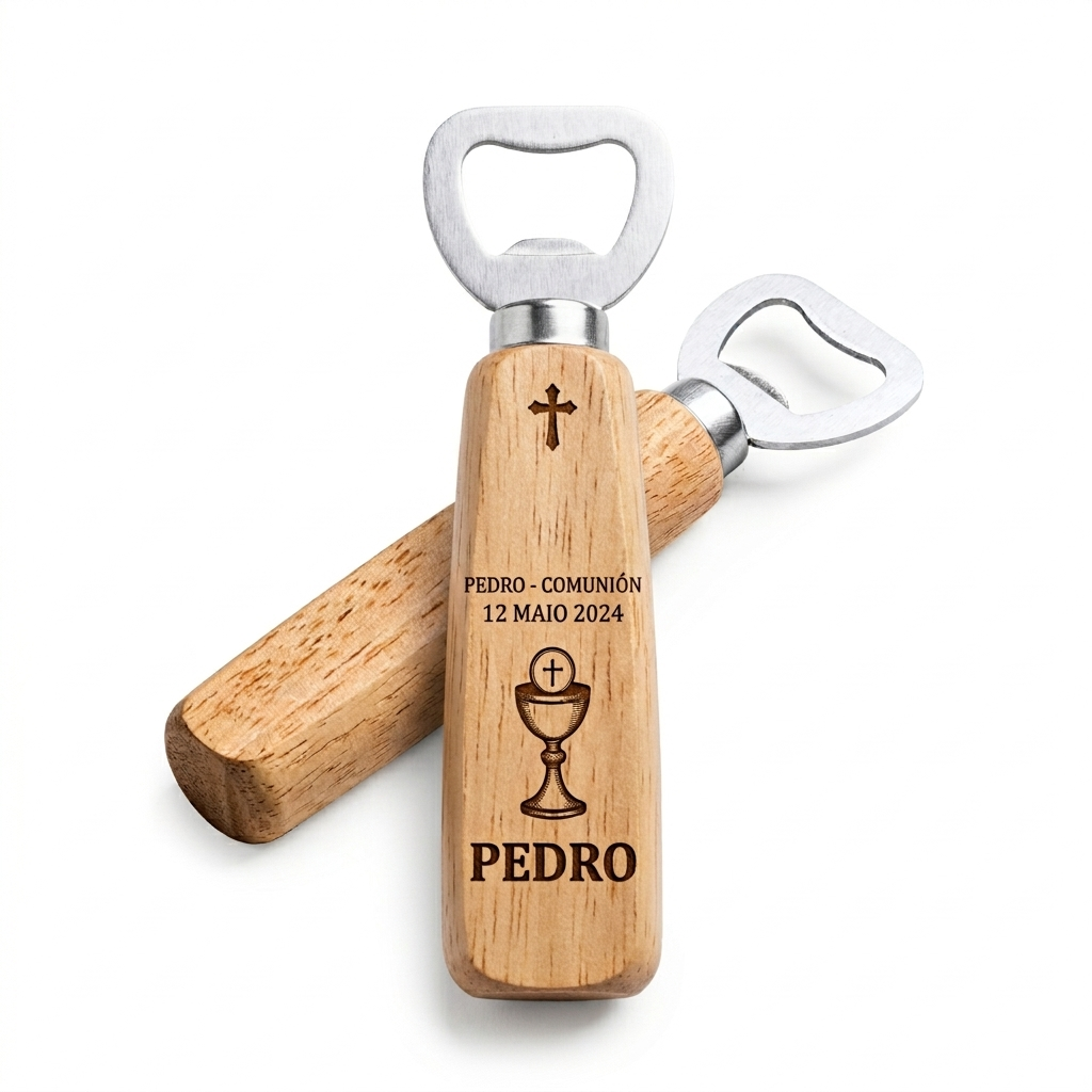 Abridor de madera personalizado para comunión con grabado láser