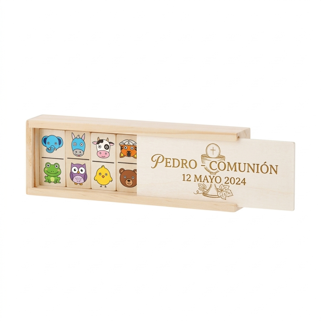 Dominó de madera personalizado para comunión Kelpet