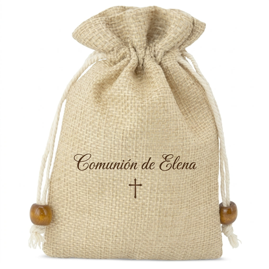 Bolsa de yute personalizada para comunión