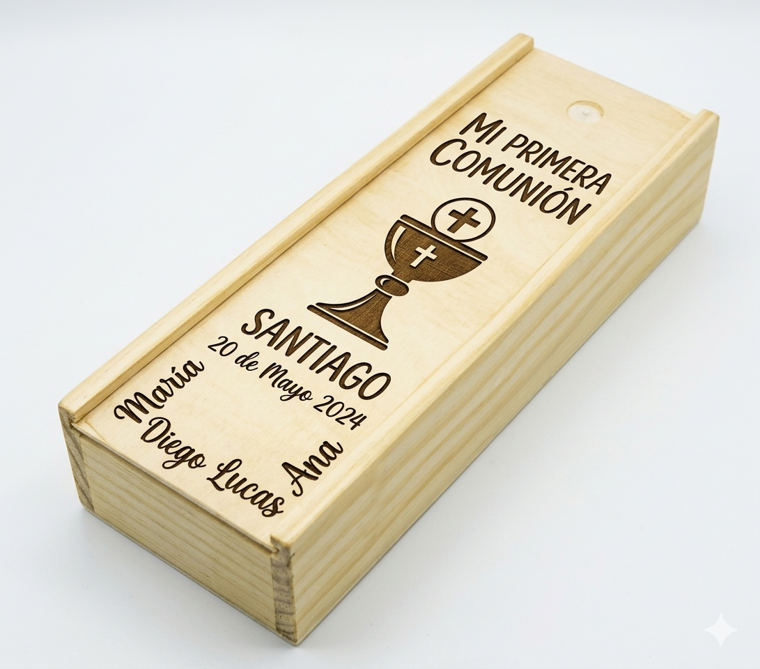 Dominó de madera personalizado para comunión con grabado láser