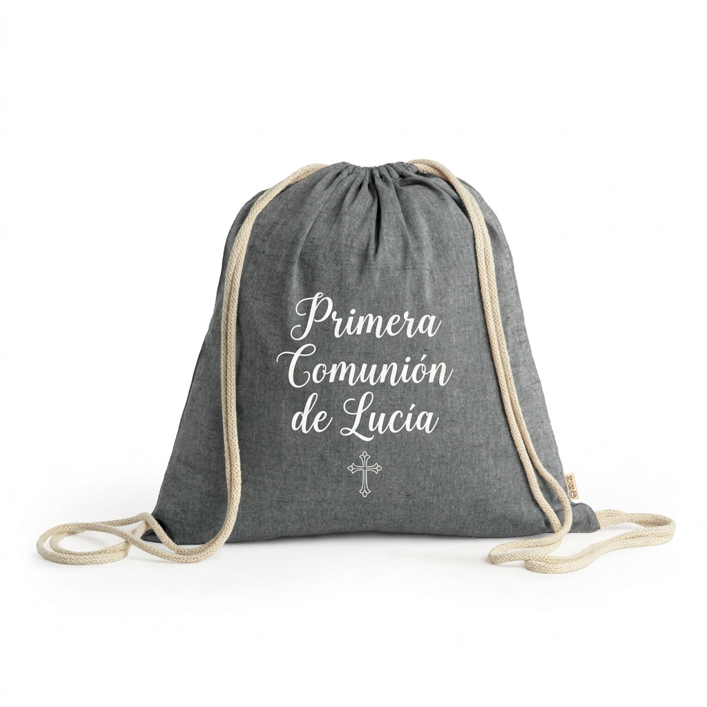 Mochila de algodón reciclado personalizada para comunión
