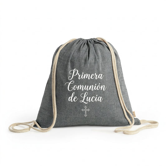 Mochila de algodón reciclado personalizada para comunión
