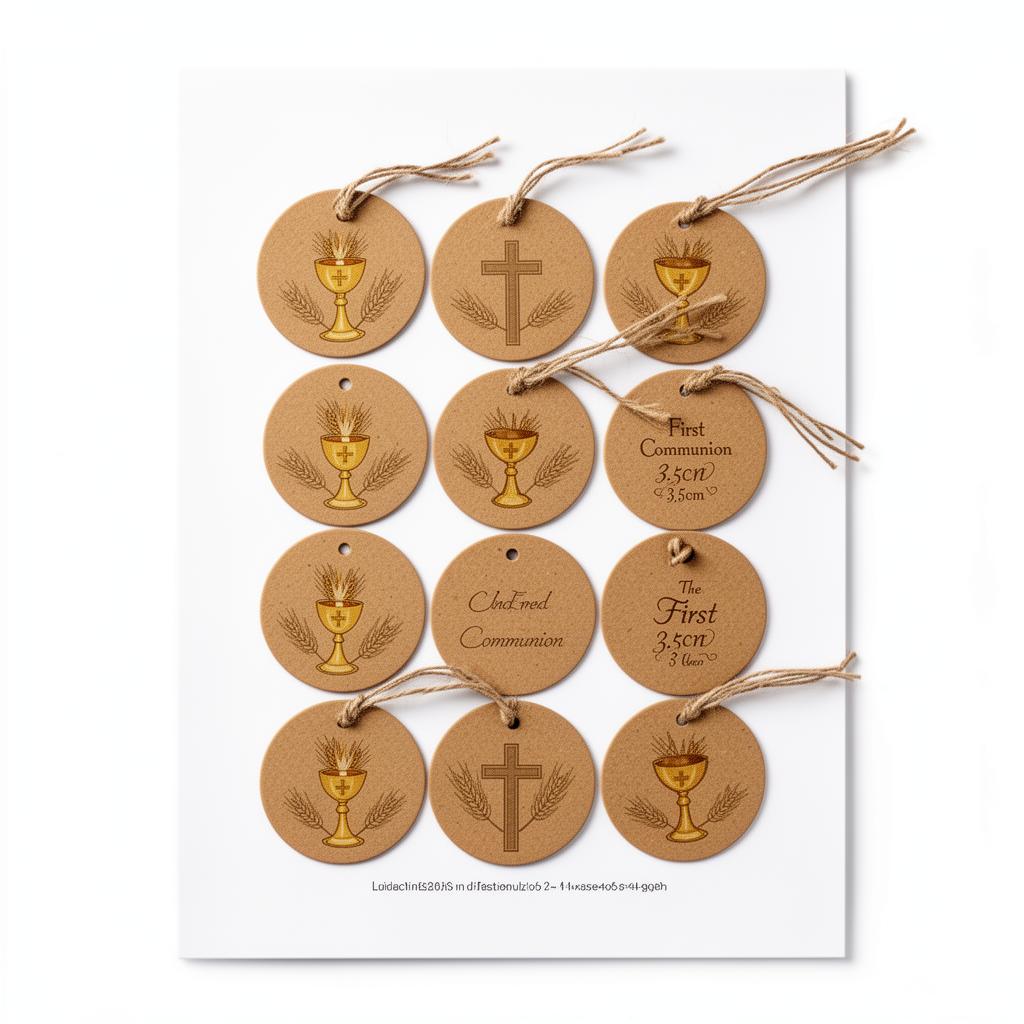 Etiquetas kraft para colgar personalizadas para comunión 3,5 cm