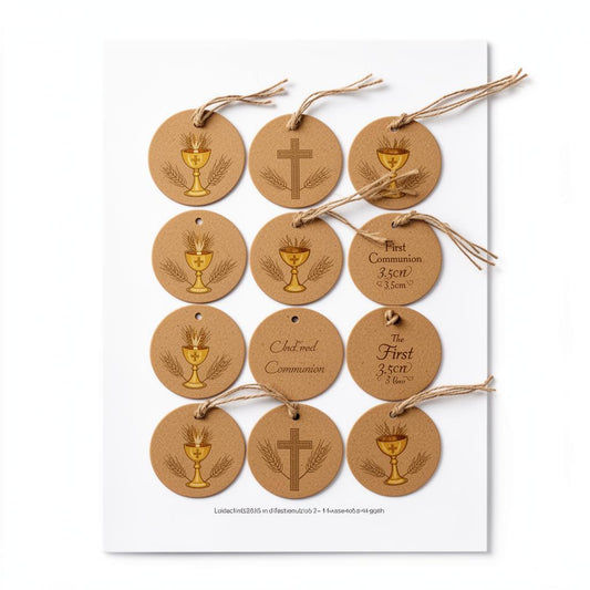 Etiquetas kraft para colgar personalizadas para comunión 3,5 cm