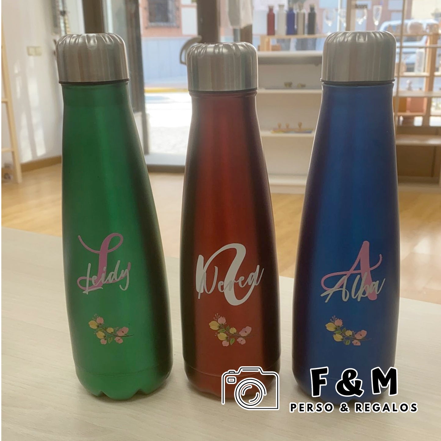 Botella 630 ml laser satinada colores personalizada